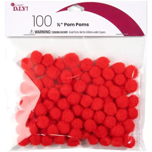100-Piece Assorted Half-Inch Pom Poms – Craft Supply Pack Pomhlfin 1