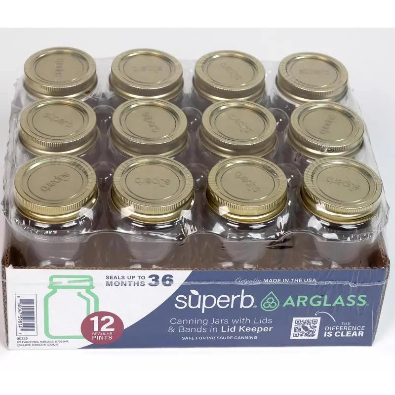 12-Count Regular-Mouth Pint Canning Jars – 90325 1
