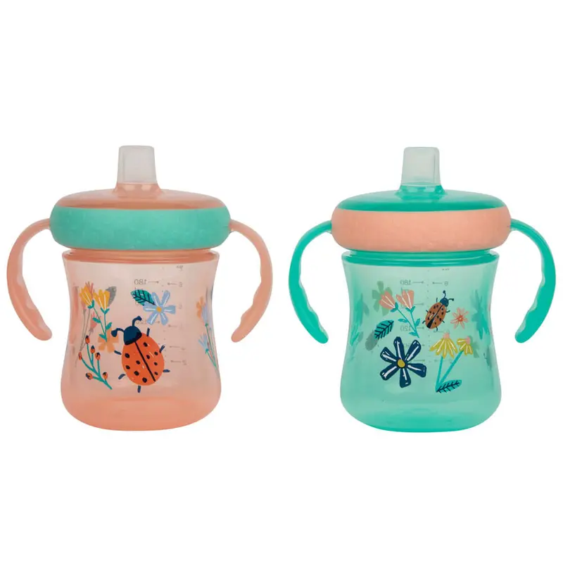 2-Pack Soft-Spout Garden-Themed Trainer Cups For Toddlers – Spill-Resistant Learning Cups Y6917 1