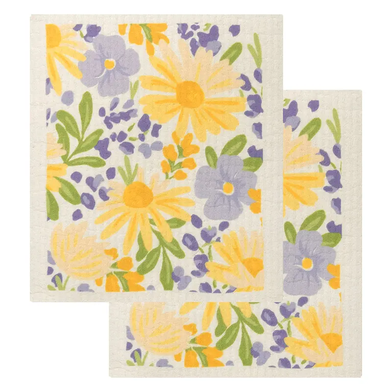2-Pack Swedish Sponge Cloths – Watercolor Blooms Design (Model 23156) 1
