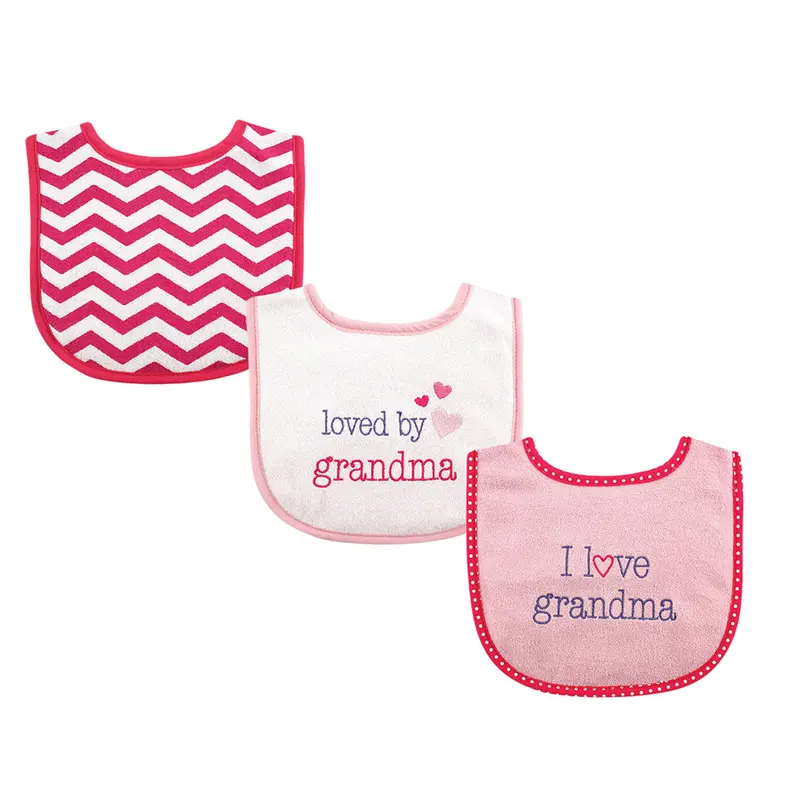 3-Pack Absorbent Baby Girl Drool Bibs – Grandma-Themed, Soft Cotton 1