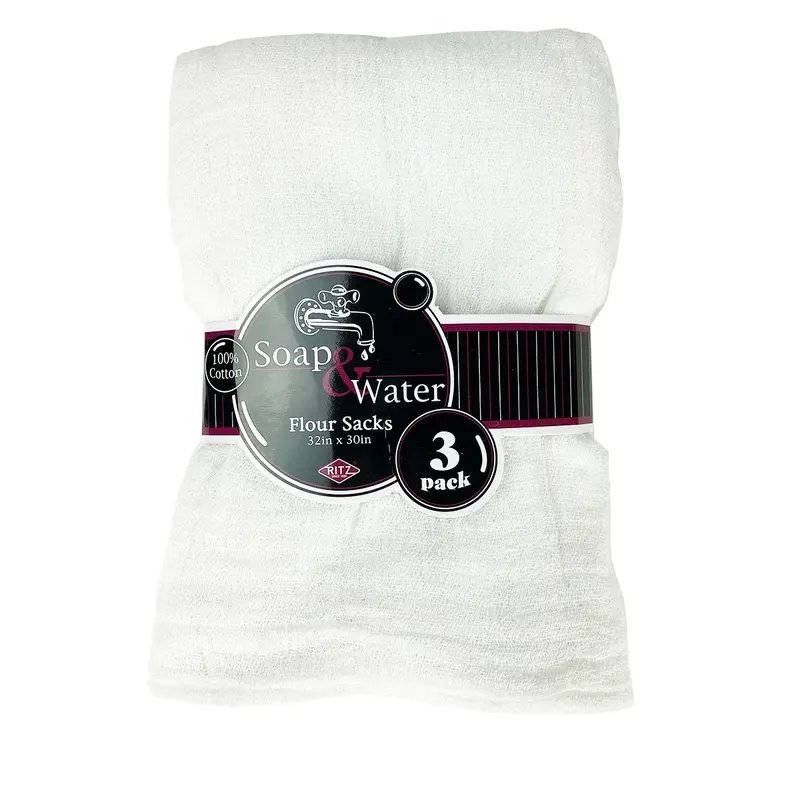 3-Pack White Flour Sack Kitchen Towels – Absorbent Cotton Dish Cloths 10022 1