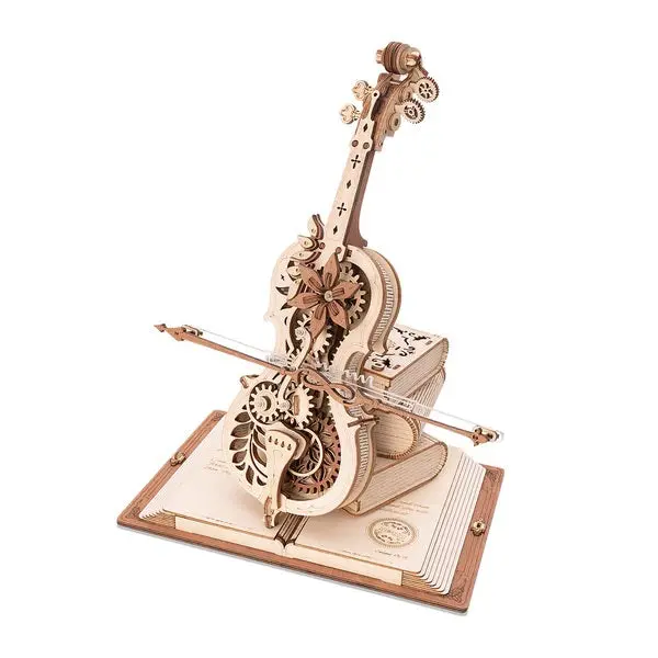 3D Wooden Cello Mechanical Music Box Puzzle Kit Amk63 1