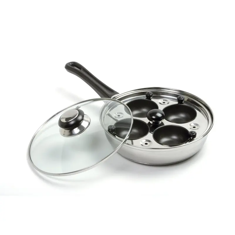 4-Cup Egg Poacher Skillet With Glass Lid – Stovetop Breakfast Cookware 1