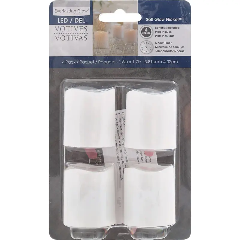 4-Pack Led Votive Candles With Auto Timer – Flameless Battery-Operated Lights (37806) 1