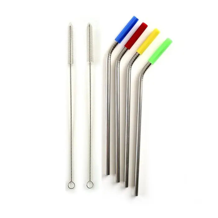 4-Pack Stainless Steel Drinking Straws With Silicone Tips #456 1