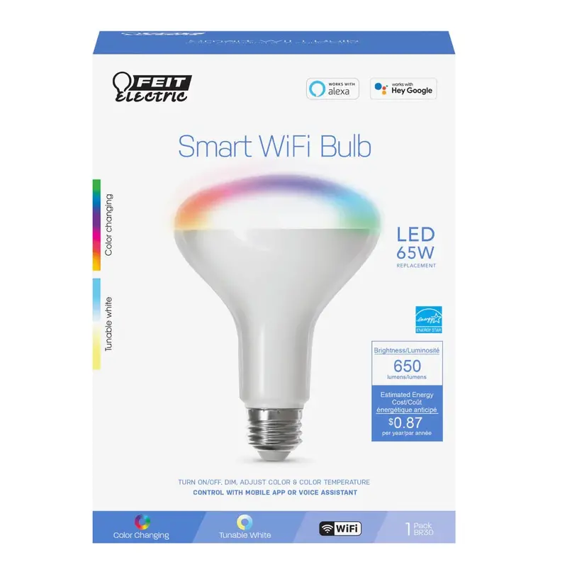 65W Br30 Smart Led Bulb – Wifi-Enabled Rgbw Color-Changing Floodlight Br30/Rgbw/Ca/Ag 1