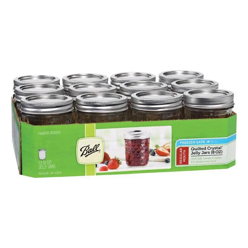 8 Oz Regular-Mouth Quilted Glass Jelly Jars – Case Of 12 (Model 1440081200) 1