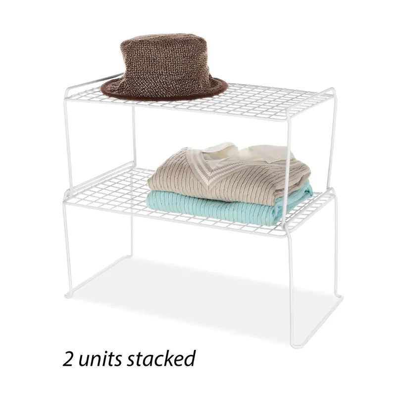 9-Inch White Grid Shelving Unit – Stackable, Modular Storage Shelf (6023-3121) 1