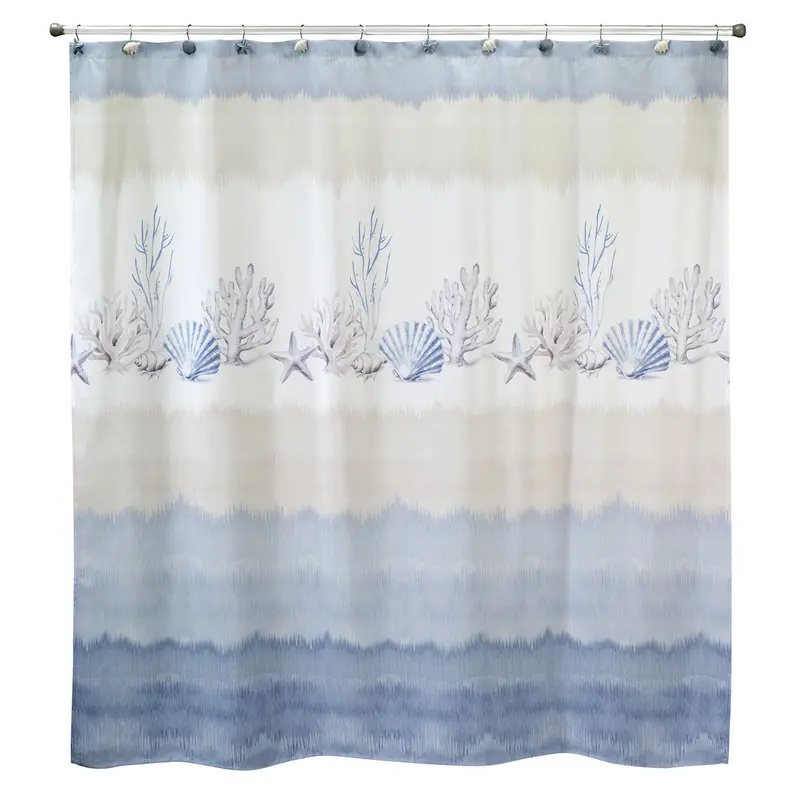 Abstract Coastal Shower Curtain – Nautical-Inspired Bathroom Linen (13938) 1