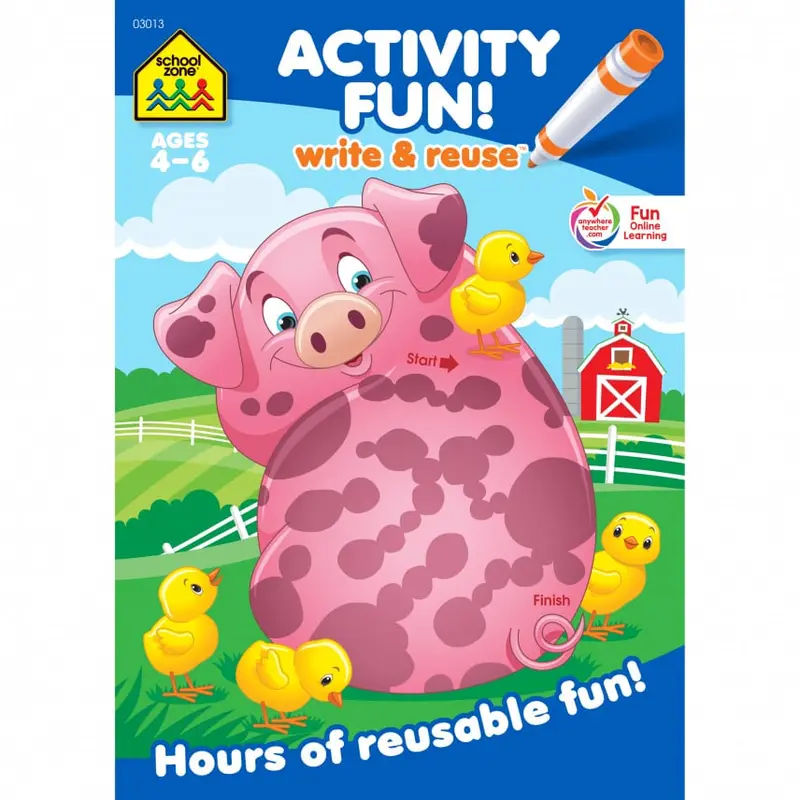 Activity Fun! Write-And-Wipe Workbook – Reusable Early Learning Practice Book 03013 1