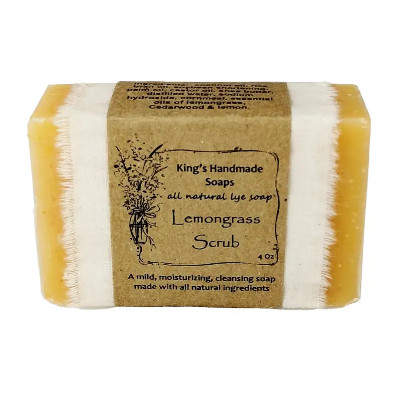 All-Natural Lemongrass Exfoliating Soap Bar – 4 Oz Handmade Scrub 1