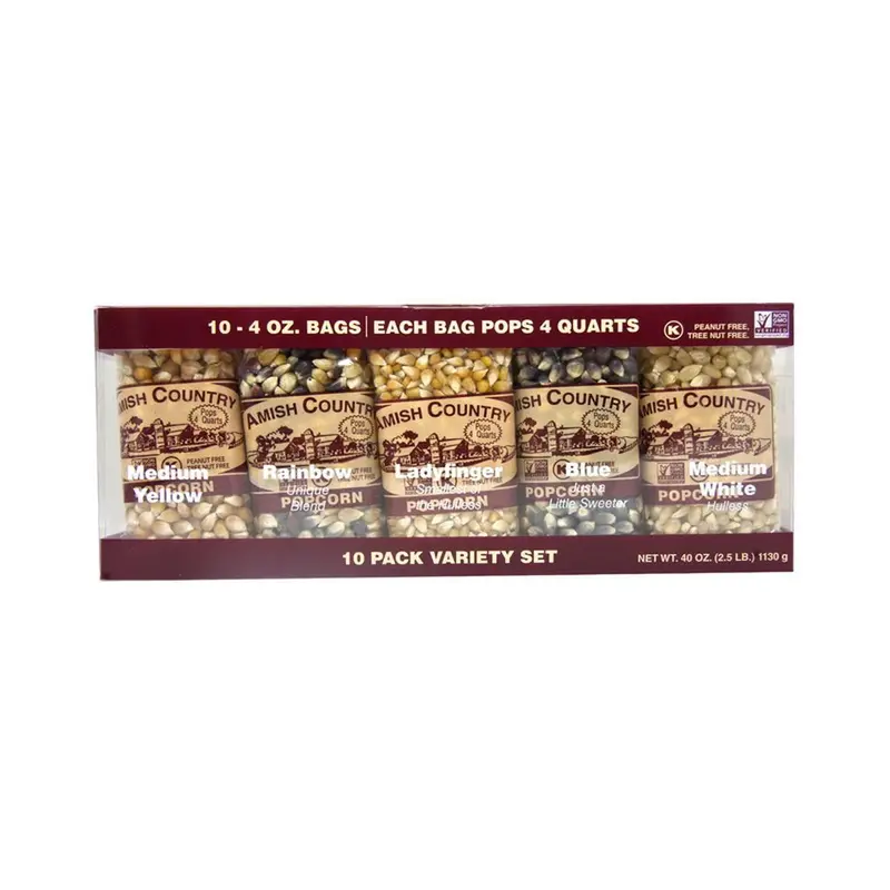 Amish Country Gourmet Popcorn Variety Pack – 10-Flavor Assortment 1