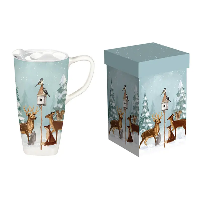 Animal Friends Ceramic Travel Tumbler – Playful Wildlife Design For On-The-Go Sipping 1