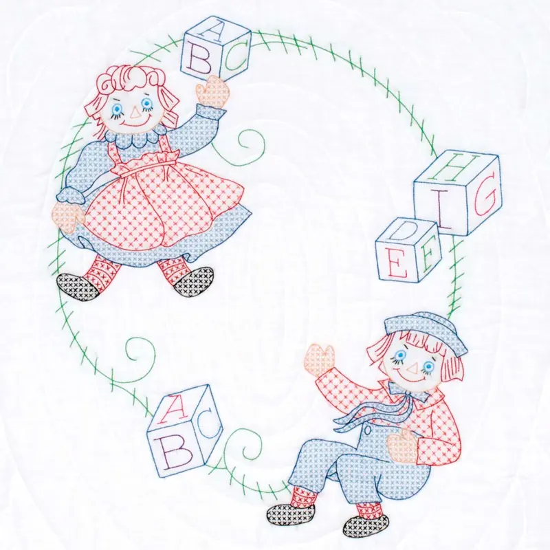 Ann & Andy Crib Quilt Top – Pre-Quilted Baby Blanket Fabric Panel (406010) 1