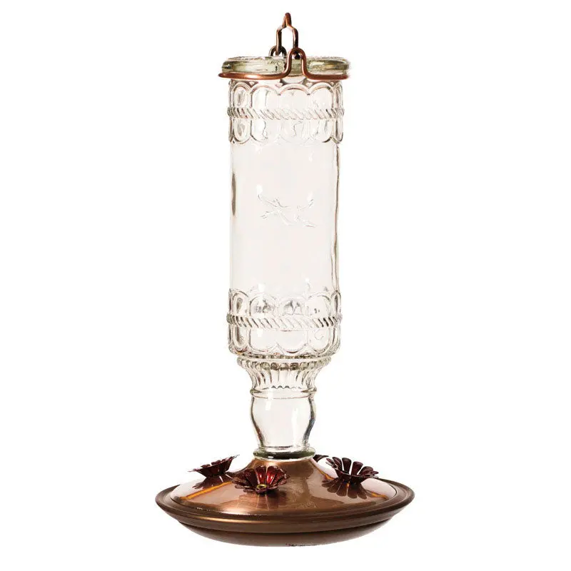 Antique-Style Glass Hummingbird Feeder – Bottle Design With Perch 1