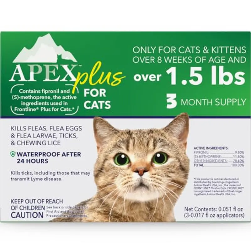 Apex Plus Flea Control For Cats – 3-Month Treatment (1.5+ Lbs) 1