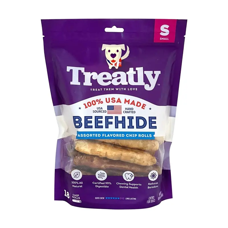 Assorted Beefhide Chip Rolls – 5-Inch Variety Pack For Dogs (18-Pack) 1