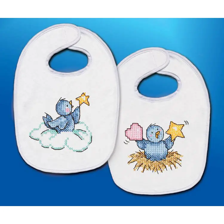 Baby Birds Embroidery Bib Kit – 2-Pack (T21768) 1