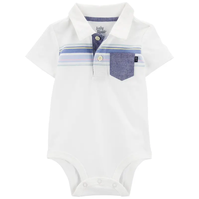 Baby Boy Henley Bodysuit With Front Pocket – Jersey Knit 1