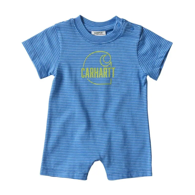 Baby Boy Logo Stripe Romper – Stylish Cotton Bodysuit Cm8700 1