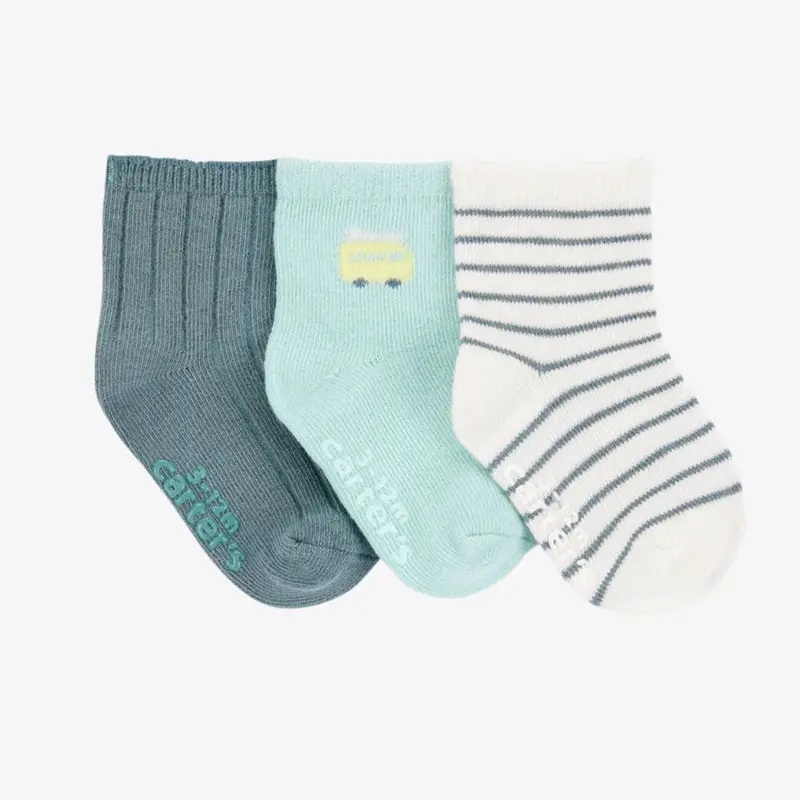 Baby Boys' 3-Pack Car-Themed Booties – Soft Sole Infant Footwear 1S565610 1