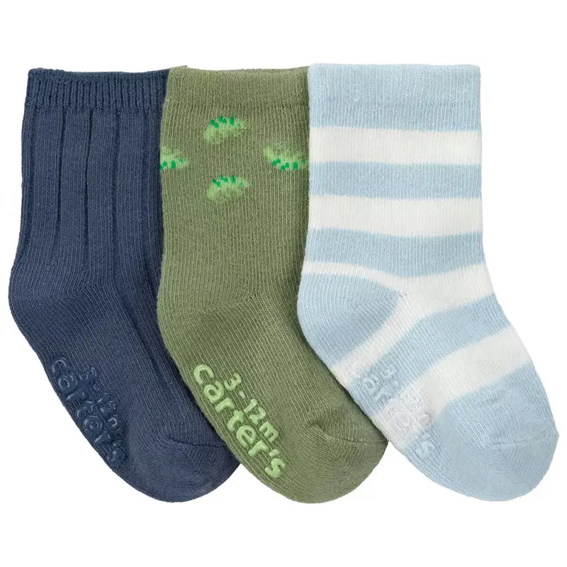 Baby Boys' 3-Pack Iguana-Print Cotton Socks 1