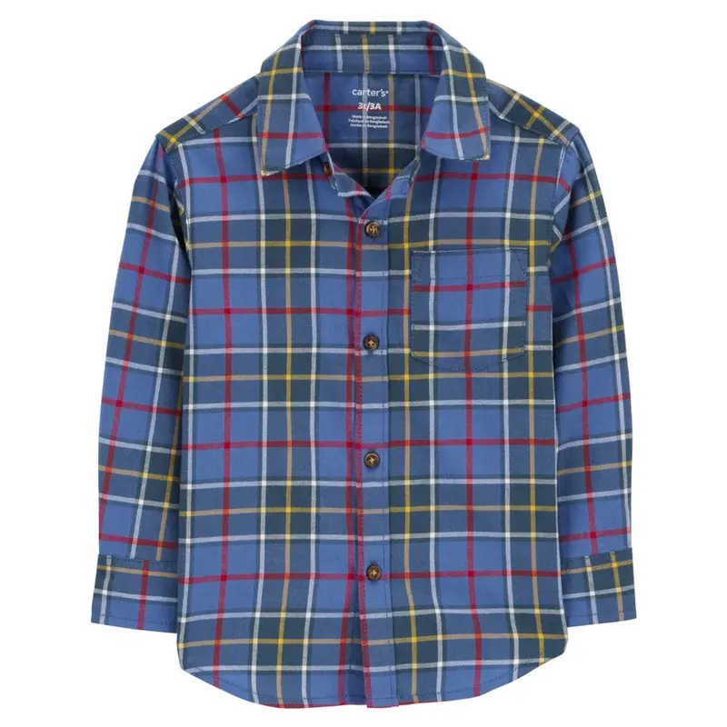 Baby Boys' Classic Plaid Button-Front Shirt For Everyday Wear 1