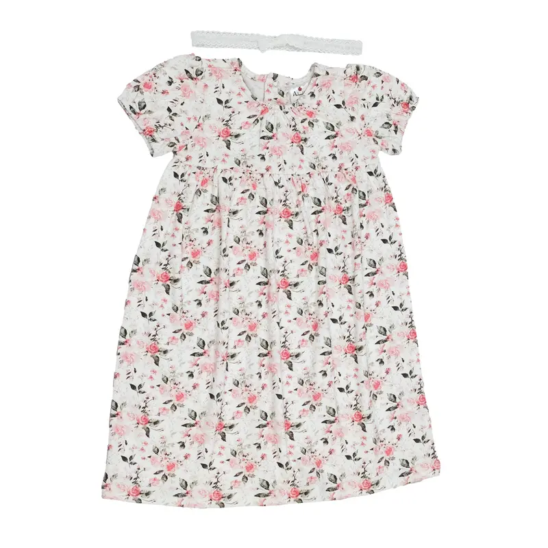 Baby Girl Summer Knit Dress With Matching Headband – Lightweight Outfit A300 1