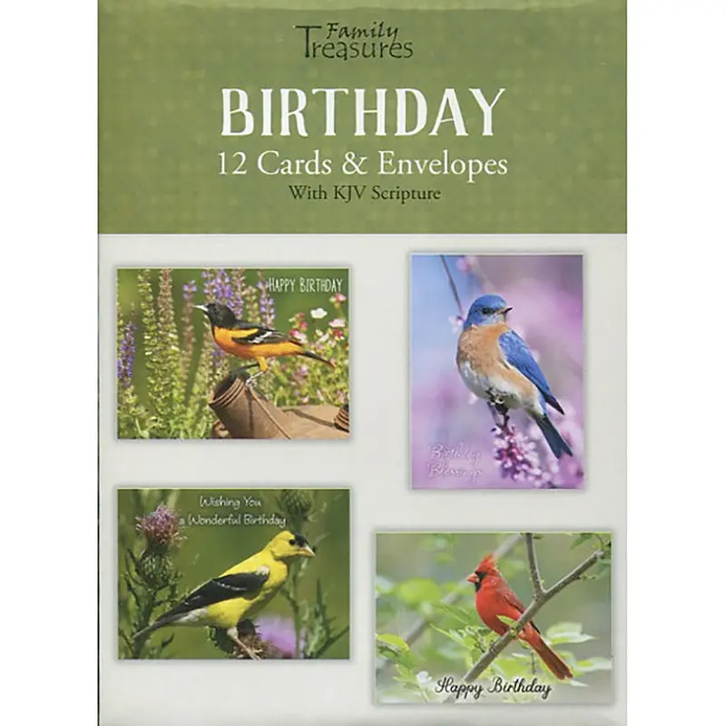 Backyard Birds Birthday Greeting Cards – Set Of Boxed Flat Cards With Envelopes 1