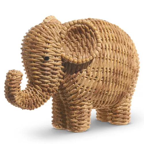 Basketweave-Texture Elephant Figurine – Decorative Sculpture 4411077 1