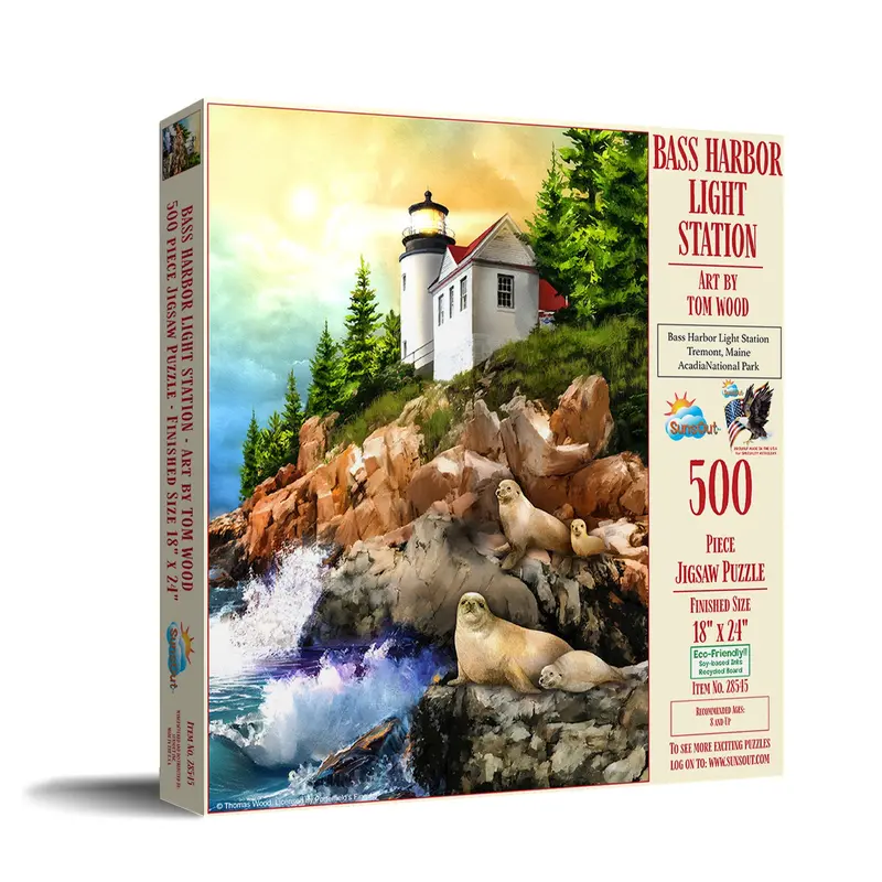 Bass Harbor Light Station Jigsaw Puzzle – 500-Piece Scenic Coastal Design 1