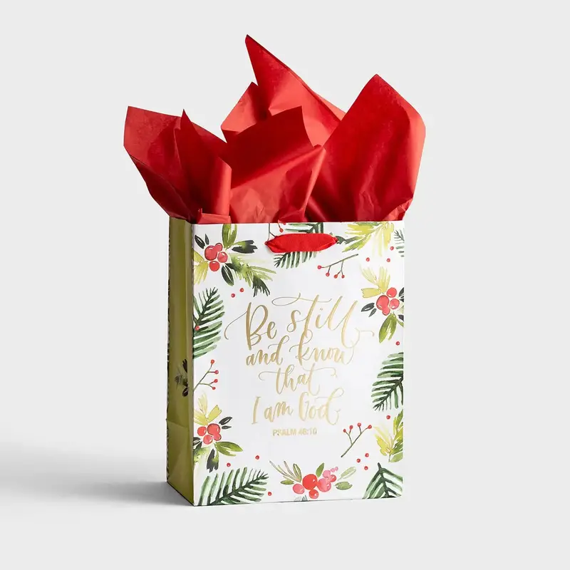 'Be Still' Inspirational Christmas Gift Bag – Calming Faith-Focused Packaging (J0728) 1