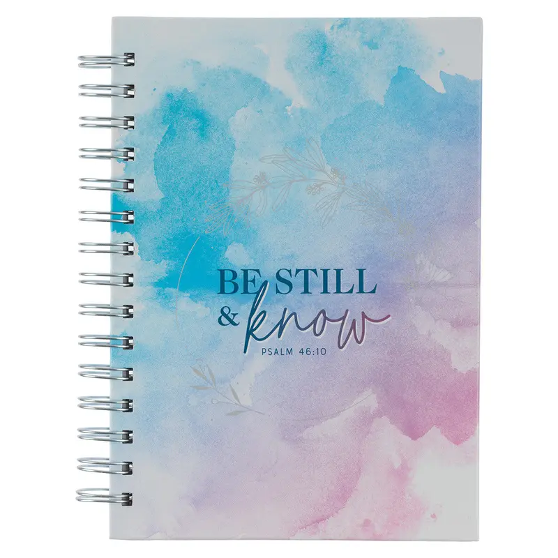 'Be Still' Watercolor-Themed Wirebound Journal – Artistic Devotional Notebook 1