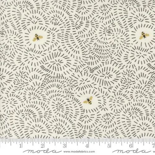 Bee Garden Twists And Turns Cotton Fabric – Whimsical Honeybee Print For Crafts (48415) 1