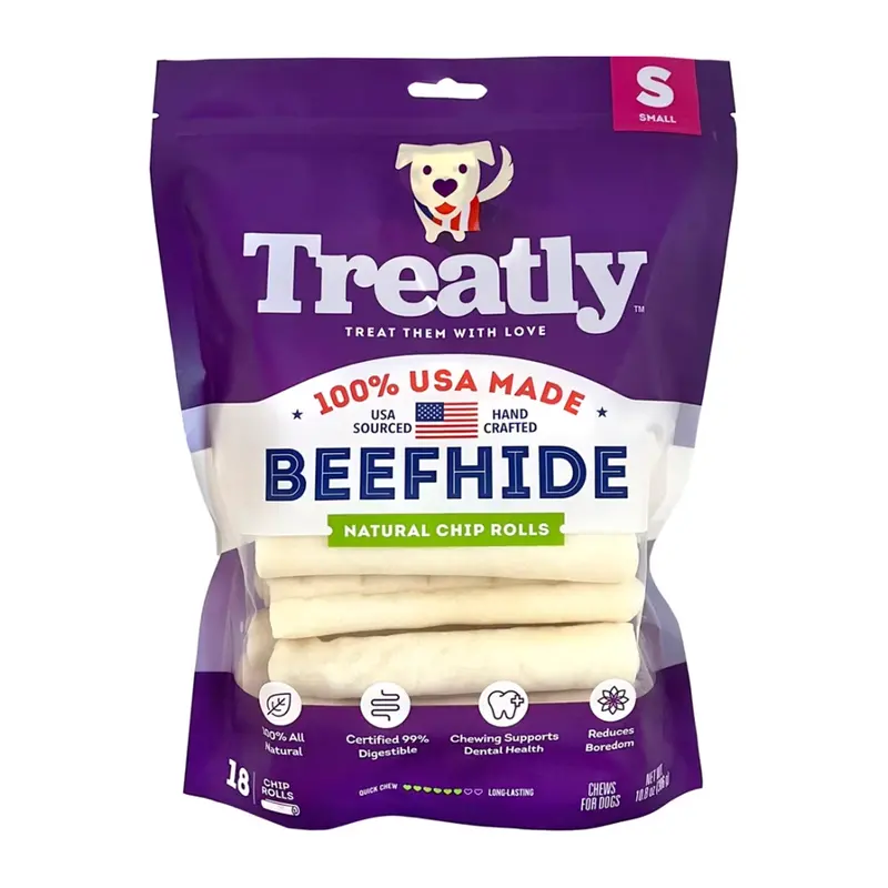 Beefhide Chip Rolls – 5-Inch Natural Dog Chews (18-Pack) 1