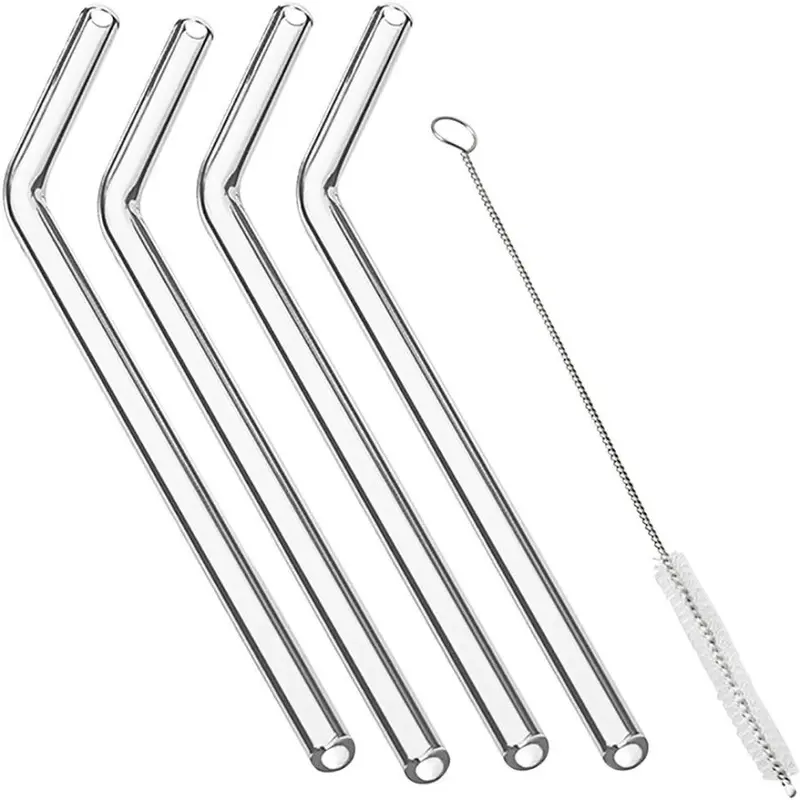 Bent Reusable Glass Drinking Straws – Eco-Friendly Set (76430) 1