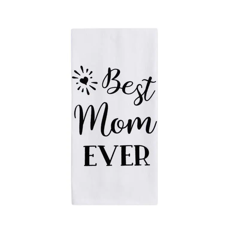 ‘Best Mom Ever’ Embroidered Kitchen Towel – Absorbent Cotton (Style Dkt3010) 1