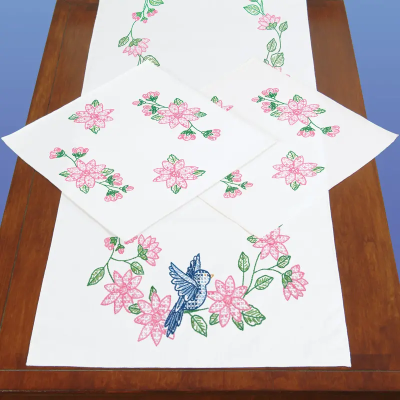 Bird Motif Scarf And Doily Set – 448-31 1