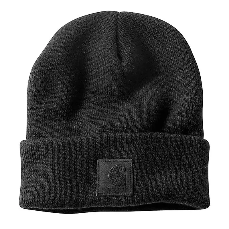 Black Label Knit Watch Cap – Classic Winter Beanie With Minimalist Logo 1