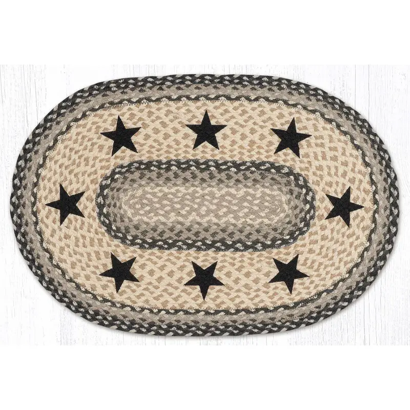 Black Star Pattern Braided Jute Rug – Natural Fiber Area Rug With Farmhouse Charm 1