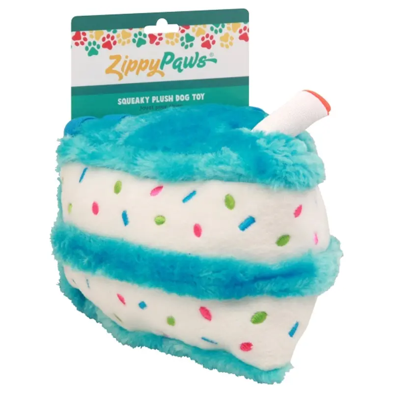 Blue Birthday Cake Dog Toy – Fun Plush Chew With Sound Effects 1
