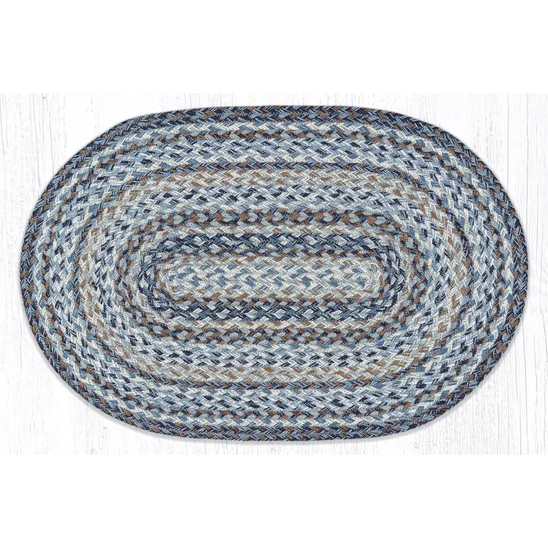 Blue Denim Braided Area Rug – Reversible Oval Floor Mat 3
