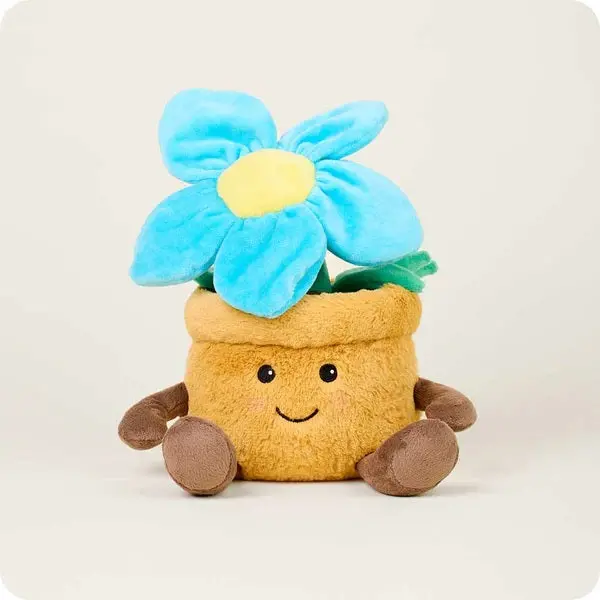 Blue Flower Pot Warmies – Decorative Microwaveable Plush Heating Companion 1