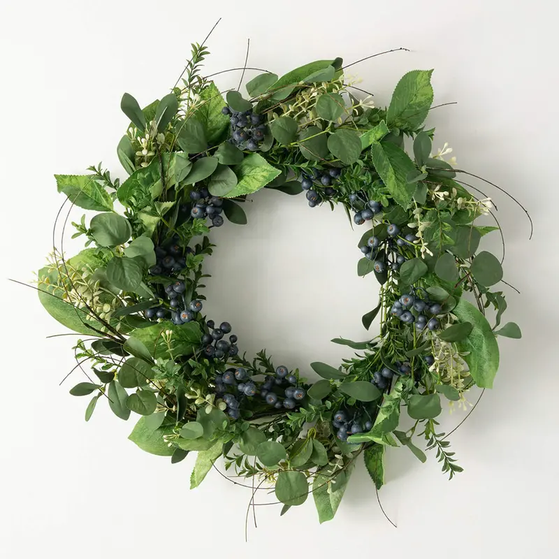Blueberry & Green Leaf Wreath – Botanical Home Decor (Lbrwr) 1