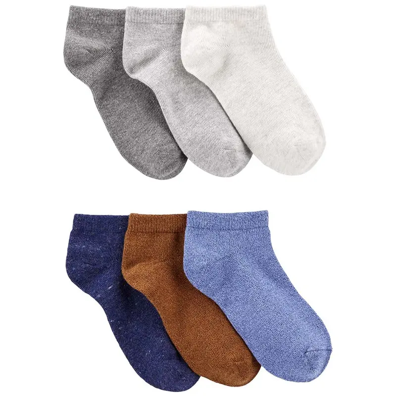 Boys’ 6-Pack Brown & Blue Ankle Socks – Breathable, Stretch-Fit Everyday Wear 1
