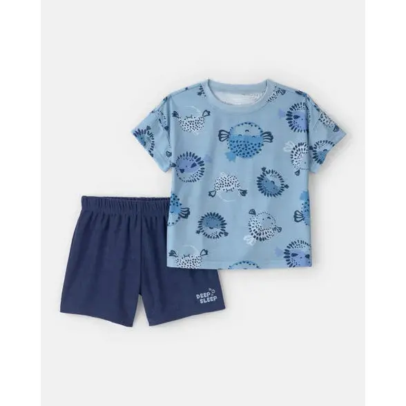 Boys' Blue Puffer Fish Short-Sleeve Pajama Set 1