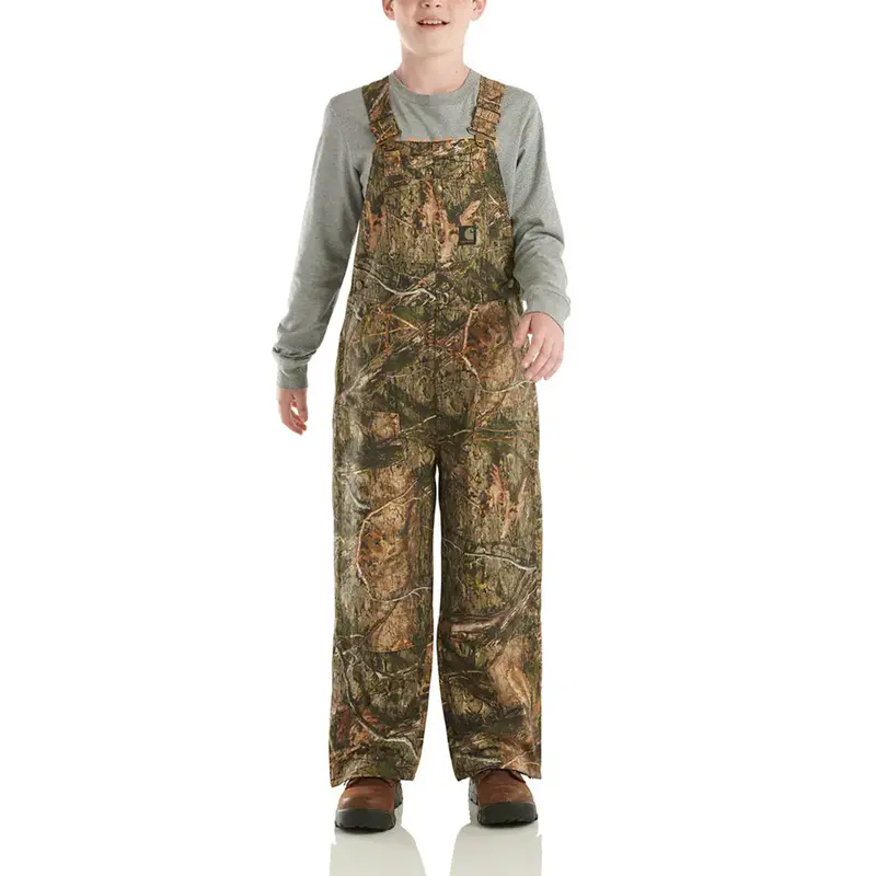 Boys' Camo Insulated Canvas Bib Overalls – Loose Fit Cm8755 1