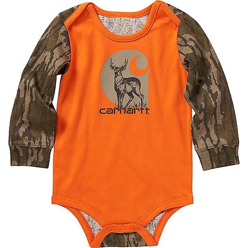 Boys' Camouflage Deer Print Long-Sleeve Bodysuit – Outdoor-Themed Baby Top 1