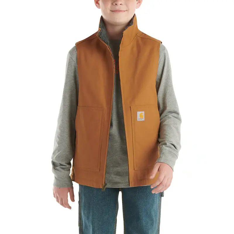 Boys’ Canvas Zip-Front Vest With Sherpa Interior – Cr8110 1